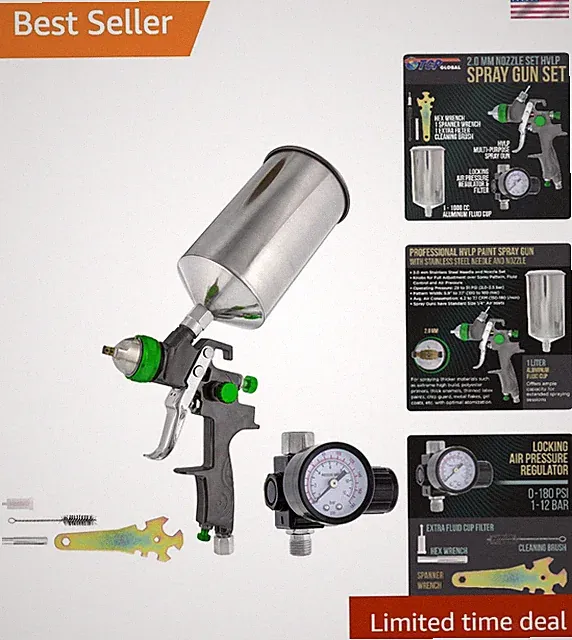 T Professional HVLP 2.0mm Spray Gun Kit for Automotive Paint - Perfect Finish
